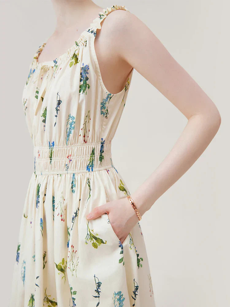 Elegant Sleeveless Floral Midi Dress