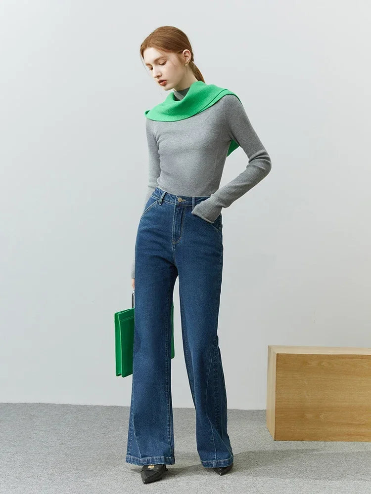 FSLE Women Velvet Half Turtleneck Bottoming Shirts Winter Slim Fit Long Sleeve Knitted Tops Office Lady Strech Solid Pullover