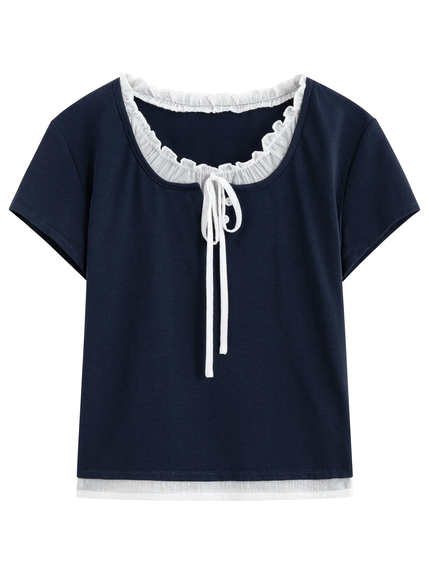 Navy Blue Lace-Up T-Shirt