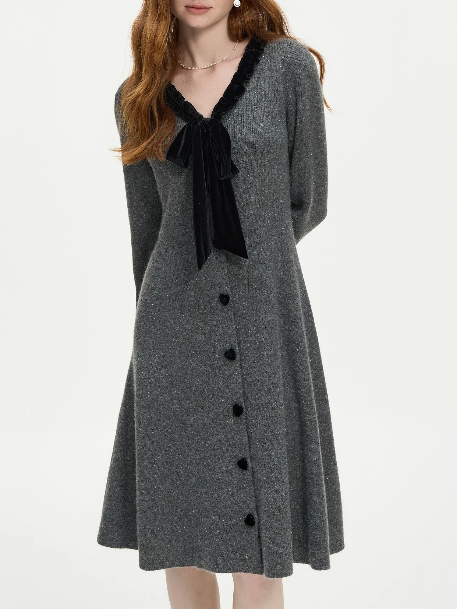 FSLE Office Lady French Romantic Knitted Dress for Women 2024 Autumn/Winter New Long Sleeve Interior Dress 24FS14371