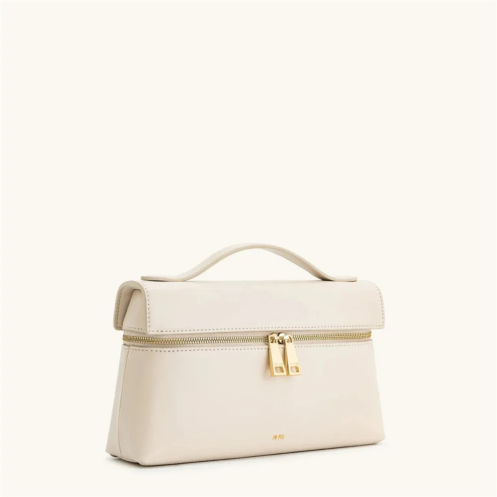 JW PEI Thea Women's Genuine Leather Handbag Lunchbox Style Top Handle Crossbody Bag Commuter-Friendly Shoulder Fashion,2025 New