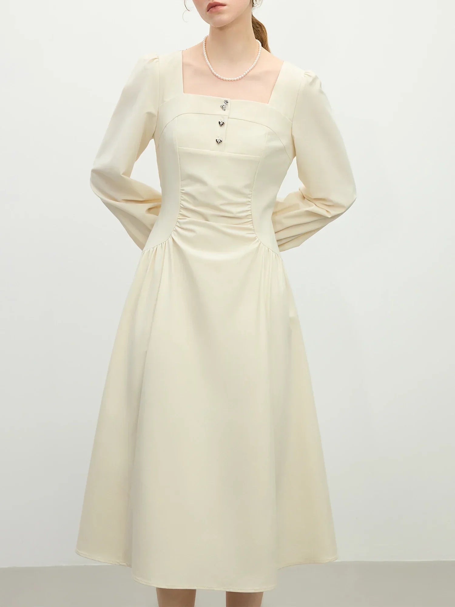 FSLE Wedding Guest Dress Office Lady Classic French Elegant Square Neck Dress for Women 2025 New Temperament Casual Loose Dress