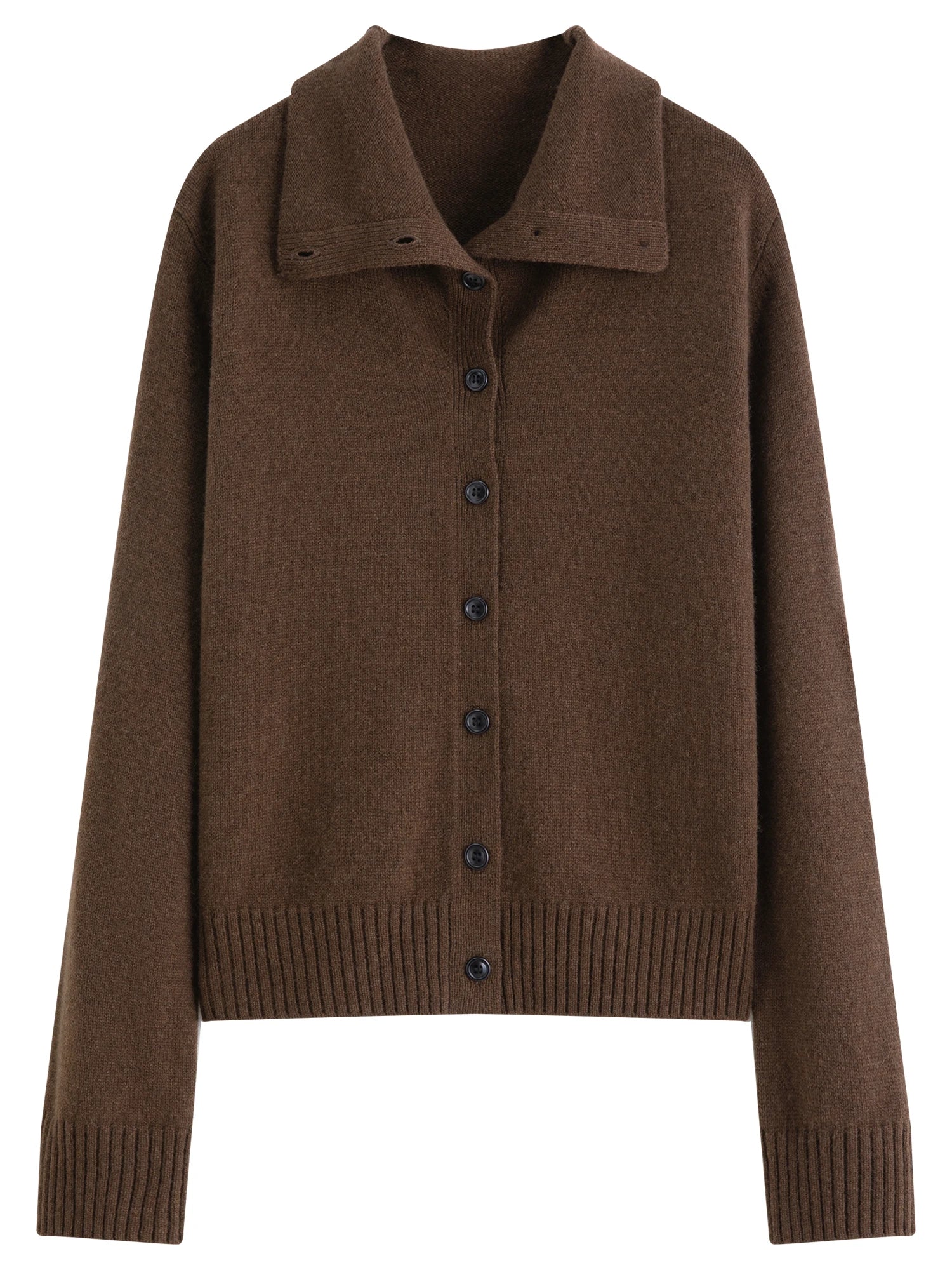 FSLE 2025 Winter Women's Convertible Collar Wool Blend Knit Cardigan - Turtle Neck & Lapel Two Way Wear Long Sleeve Coat