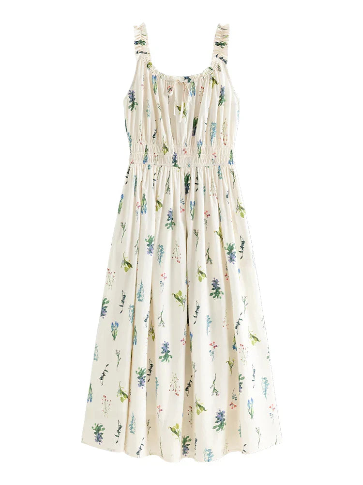 Elegant Sleeveless Floral Midi Dress