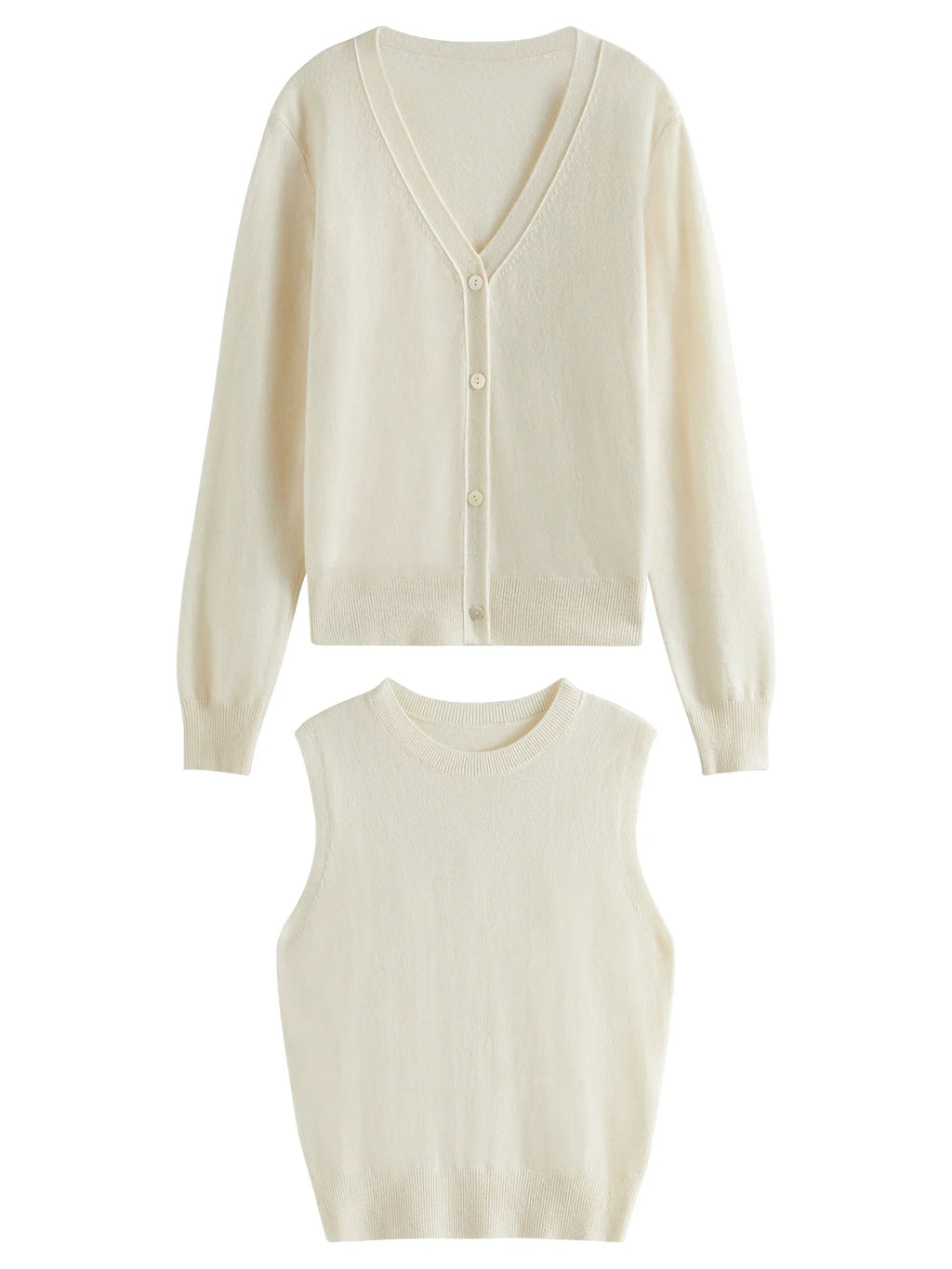 FSLE Office Lady Casual Two-piece Solid Color Knitted Sweater Women's Autumn/winter 2024 New Cardigan Casual Loose 24FS14285