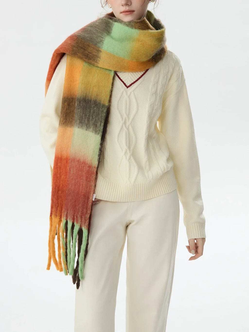 Elegant Patchwork Winter Scarf